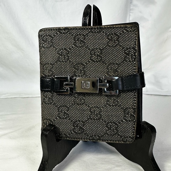 Gucci Jackie GG Logo Canvas Leather Bifold Wallet EUC - Picture 1 of 7